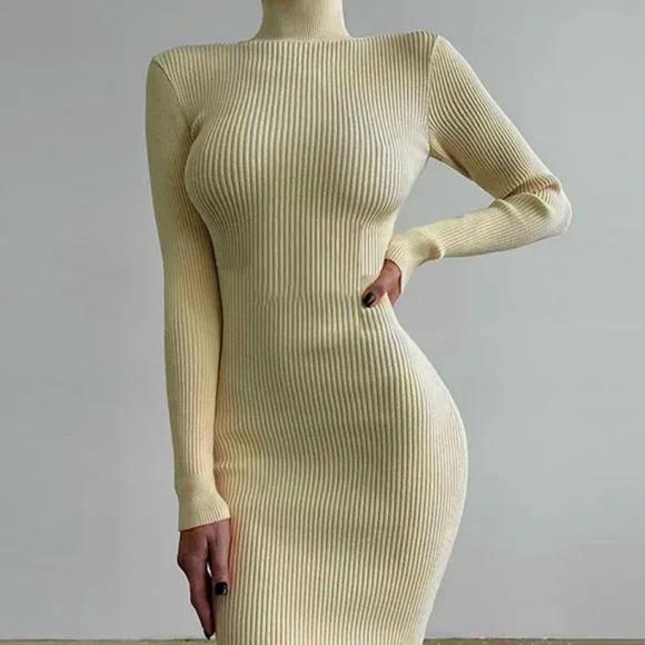 Ladies turtleneck knit, autumn long sleeve dress. - Picture 4 of 4